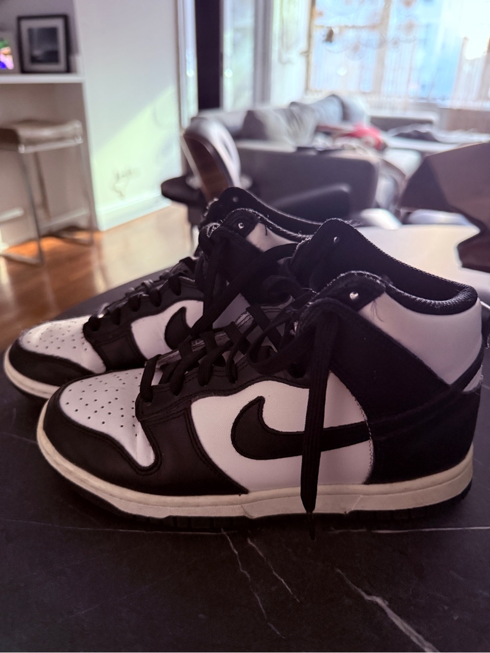 Nike Black and White Mid-Top Sneakers